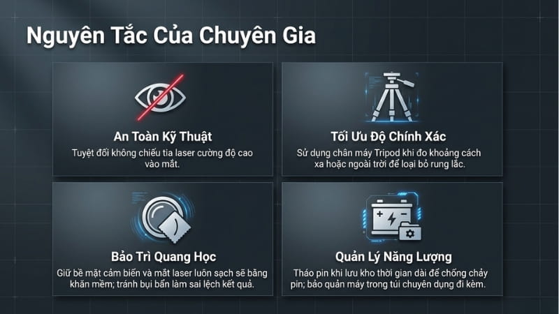 Một số lưu ý khi sử dụng máy đo laze Bosch GLM 100-25 C