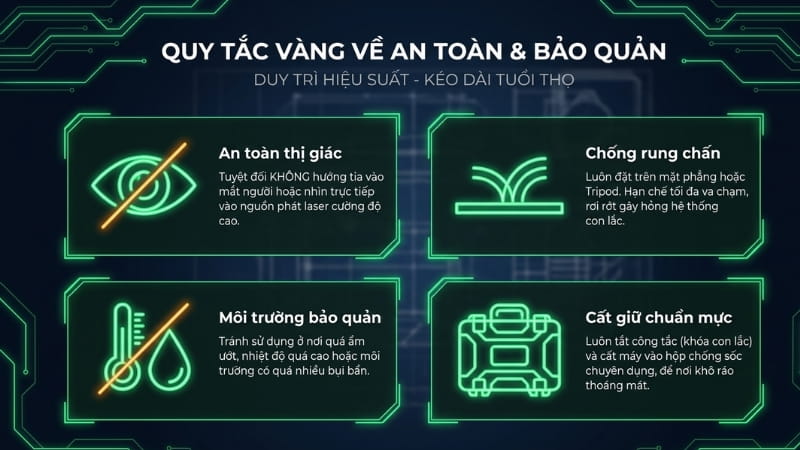 Những lưu ý quan trọng khi sử dụng máy cân bằng laser Bosch 