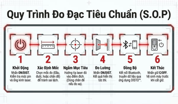 Quy trình sử dụng máy laser đo khoảng cách Leica Disto X3 