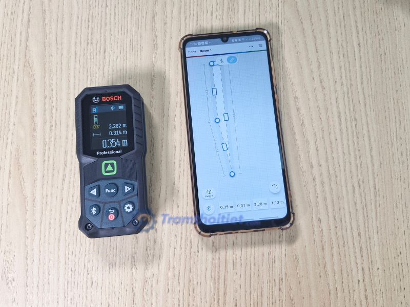 Bosch GLM 50-27 CG có thể kết nối với điện thoại bằng Bluetooth